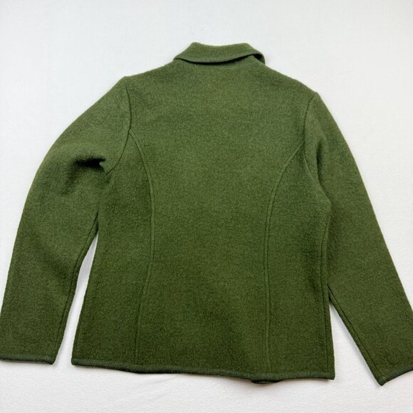 APPLESEEDS Boiled Wool Cardigan Sweater Size M Womens Full Button Green NWT - Picture 2 of 8